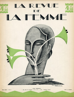 Paul Valentin 1928 La Revue de la Femme Cover, Art Deco