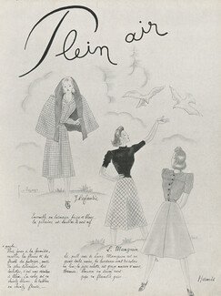 Plein Air, 1941 - Georges Lepape Jeanne Lafaurie, Lucile Manguin, Hermès, Véra Boréa, Nina Ricci..., 3 pages