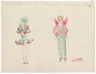 Dany 1930s "Les Bibelots Nouveaux", Original Costume Design, Gouache, Les Créations de Robj, Folies Bergère