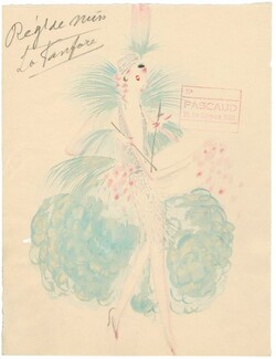 Dany 1930s, "La Fanfare", Original Costume Design, Gouache, The Brass Band, Folies Bergère, Chorus Girl