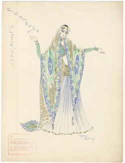 Freddy Wittop 1930s, "Chanteuse Algérienne", Original Costume Design, Gouache, Folies Bergère, Wardrobe Master Pascaud