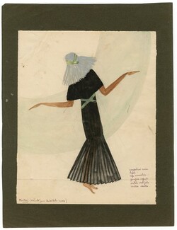 Cécile Baillot-Jourdan 1920s Original Costume Design, Gouache, "Phébée", Russian Ballet