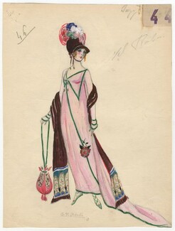 Benda 1918 Original Costume Design, Gouache