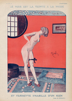 Henry Gerbault 1921 "Parisette s'habille d'un rien" Nude