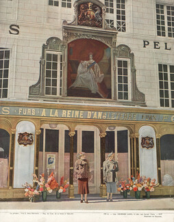 A La Reine D'angleterre 1937 249 rue Saint-Honoré, Paris, Shop Window, Fur Coat