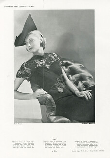 Schiaparelli 1937 Afternoon Black dress, Lace, Ducharne, Photo Anzon