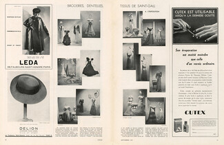 Robert Piguet 1937 Exposition Universelle, Broderies, dentelles, tissus de Saint-Gall, Mannequins