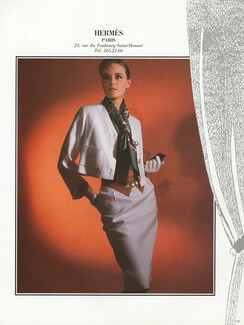 Hermès (Couture) 1985 Scarf, Suit, Fashion Photography