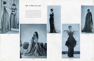 Willy Maywald 1947 "Pour la liberté des styles", Paquin, Nina Ricci, Jean Dessès, Marcel Rochas, Pierre Balmain