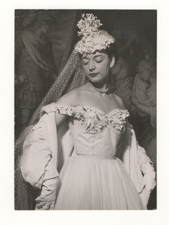 Paquin 1951 Original Fashion Photo Press, Eclair Mondial, Wedding Dress
