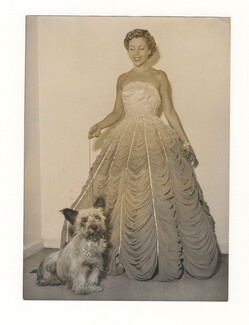 Alwynn 1950 Original Fashion Photo Press, Agip, Robert Cohen, Strapless Dress Strass
