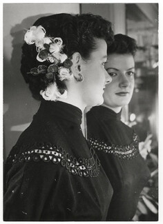 Villamor (Hairstyle) 1950 "Hermes" coiffure du soir, Original Photo Press Agip, Robert Cohen