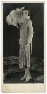 Emile Bechoff 1924 Evening Gow, Hand Fan, Original Fashion Photograph Rahma