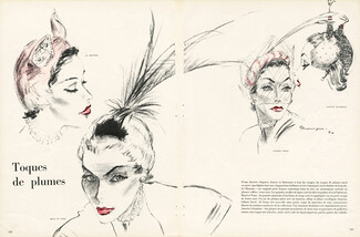 Le Monnier, Maud & Nano, Orcel, Janette Colombier 1950 Toques de Plumes, Feathers Hats, Pierre Mourgue