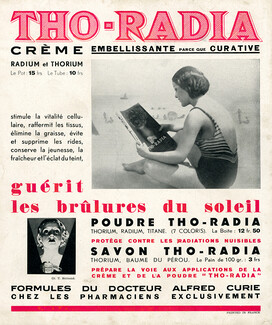 Tho-Radia (Cosmetics) 1934 Radium et Thorium, Dr Alfred Curie