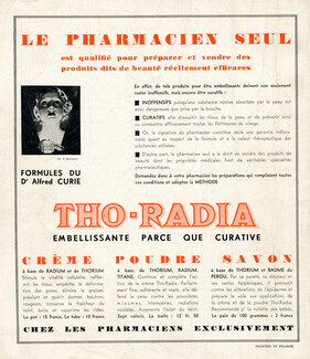 Tho-Radia (Cosmetics) 1934 Dr Alfred Curie