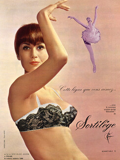 Sortilège (Lingerie) 1966 "Récamier" Lace Brassiere, Ballet Dancer