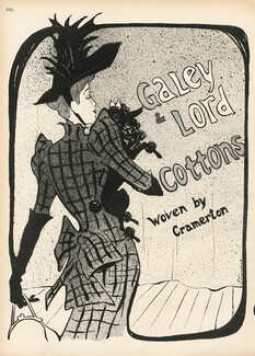 Galey & Lord Cottons (Fabric) 1946 "Woven by Cramerton" Art Nouveau style