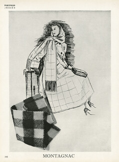 Montagnac (Fabric) 1949 Manteau écossais, Simone Souchi