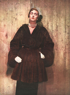 Christian Dior (Fur Clothing) 1949 Frederica Furs, Manteau trois-quarts en vison, Photo Cecil Beaton