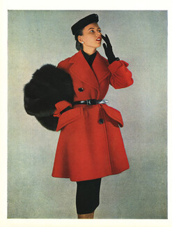 Christian Dior 1950 Veste trois-quarts en lainage, manchon renard