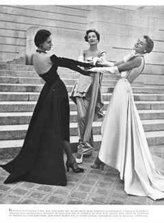 Christian Dior, Jacques Fath, Jean Dessès 1949 Evening dresses, Photo Meerson