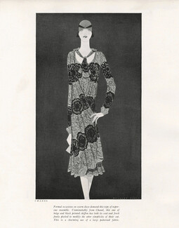 Chanel 1927 Reynaldo Luza, beige and black, printed chiffon, Evening Gown