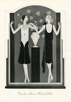 Lucien Lelong 1927 Black and white, Reynaldo Luza, Dinner Dress, Backless
