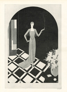 Paul Poiret 1927 Evening Dress, cape sleeves of gold lace, Reynaldo Luza