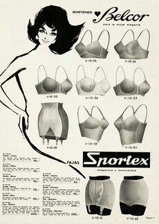 Sostenes Belcor, Fajas Sportex 1960 Bras, Girdles, Spanish
