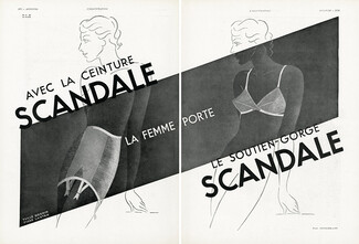 Scandale (Lingerie) 1936 Bra, Girdle, M.S de Saint Marc