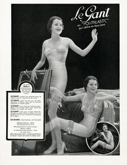 Le Gant (Lingerie) 1934 Warner's, Youthlastic Girdle, Stockings