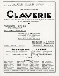 Claverie (Corsetmaker) 1939 Advert