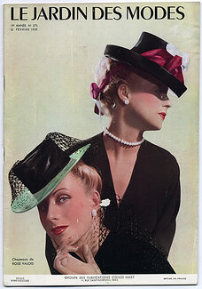 Le Jardin Des Modes 1939 N°275, Rose Valois (Millinery), Schiaparelli, Hermès
