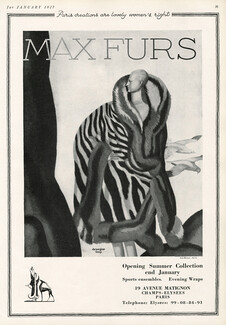Fourrures Max 1927 Jean Dupas, Fur Coat, Art Deco Style