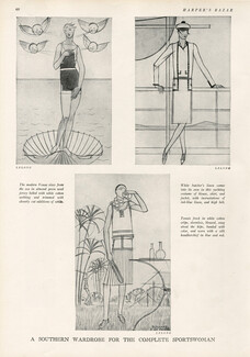 Bernard Boutet De Monvel 1927 Lucien Lelong, O'Rossen, Marie Nowitzky, Jane Regny, Wardrobe for the Sportswoman, 2 pages