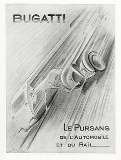 Bugatti 1937 Le Pursang de l'Automobile et du Rail, signed S. Bugatti