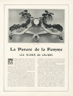 La Parure de la Femme - Les Bijoux de Lalique, 1901 - Jewels & Combs, Art Nouveau, Text by Roger Marx, 5 pages