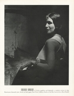 Paul Flato 1937 head Jewel, Bracelet, Lanvin dress