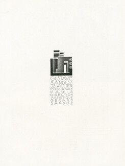 Gustave Sandoz (Joaillier) & Gerard Sandoz (Direction artistique) 1929 Label art deco, 10 rue Royale, Paris