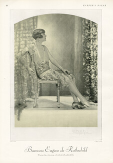 Chanel 1927 Baroness Eugène de Rothschild, Embroidery with gold paillettes, Dinner Dress, Photo Demeyer