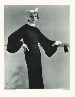 Madeleine Vionnet 1934 black Dress-coat, Photo Georges Saad, Caroline Reboux