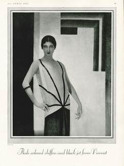 Madeleine Vionnet 1927 black and white chiffon dinner dress, Photo Demeyer