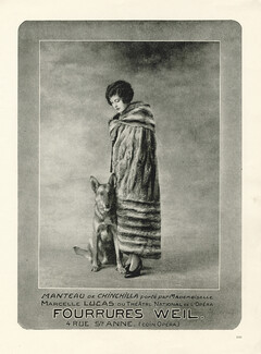 Weil 1922 Cape of Chinchilla, Mademoiselle Marcelle Lucas, Dog