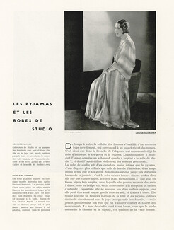 Les Pyjamas et les Robes de Studio, 1930 - Louiseboulanger, Lanvin, Callot Soeurs, Lelong, Irène Dana Tea-Gown, Pajamas, Nightgown, Lingeries, 3 pages