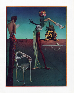 Salvador Dali 1935 "Dream" Evening Gown, Fashion Illustration, Marshall Field & Company