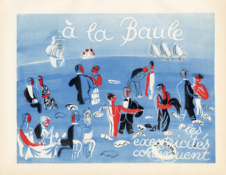Raoul Dufy 1928 La Baule Seashore, Lithograph PAN Paul Poiret Les Excentricités continuent...