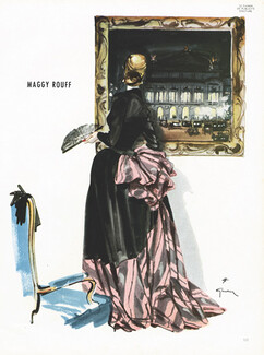Maggy Rouff 1945 Evening Gown, René Gruau Fashion Illustration Opéra Garnier
