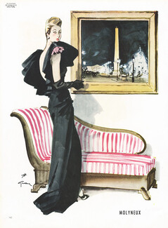 Molyneux 1945 René Gruau, Evening Gown