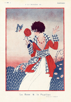 Fabius Lorenzi 1919 "La rose et le papillon" The Rose and the Butterfly